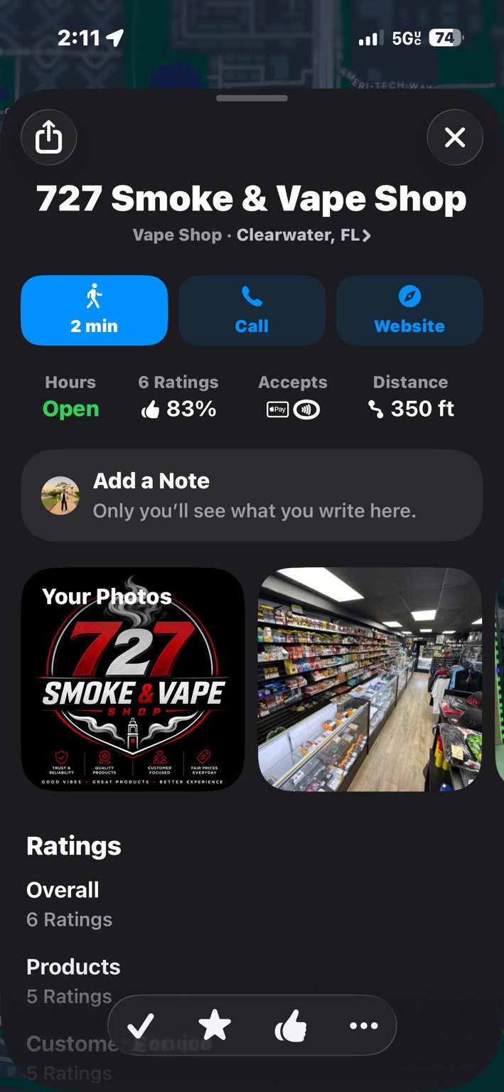 Inside 727 Smoke and Vape Shop in Clearwater